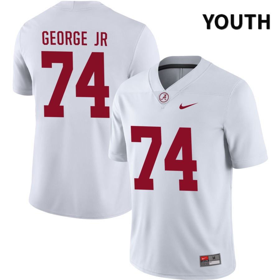 Alabama Crimson Tide Youth Damieon George Jr #74 NIL White 2022 NCAA Authentic Stitched College Football Jersey YN16Q55DU